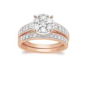 Forever Bride Cluster Diamond Ring Size 7 New 10Kt Pink Gold